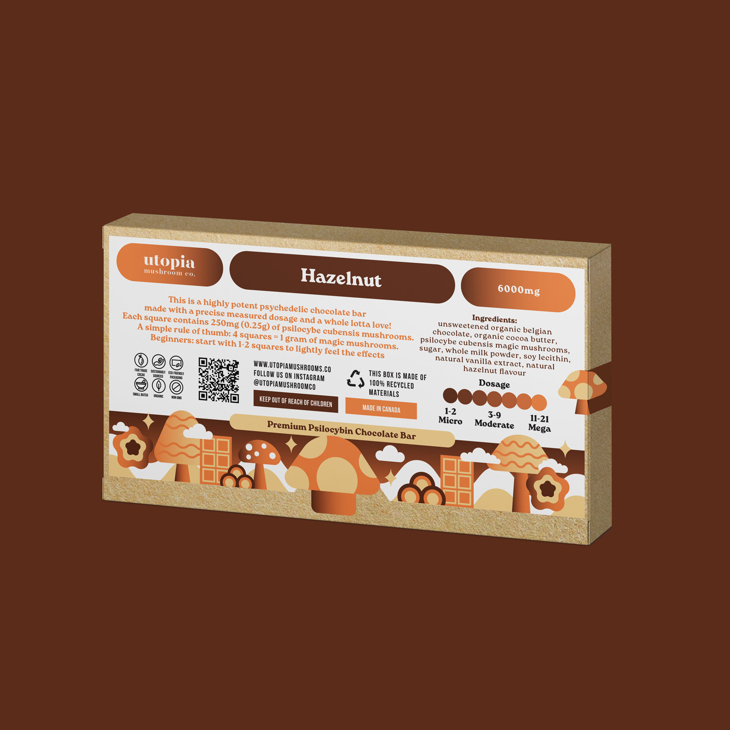 Hazelnut Psilocybin Chocolate Bar (6000mg)